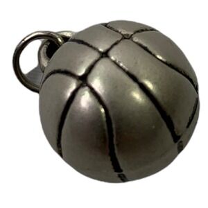 Basketball Pendant or Charm for Necklace or Bracelet Silvertone‎ Jewelry Gift